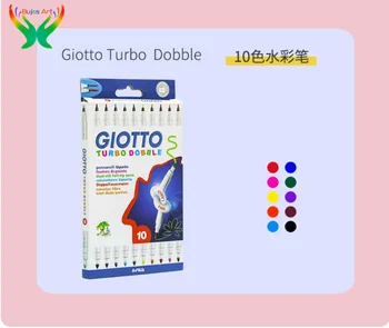 Детская нетоксичная акварельная ручка GIOTTO 10 цветов, стирающаяся толстыми и тонкими акварельными ручками с двойной головкой, стирающаяся, безопасная и нетоксичная