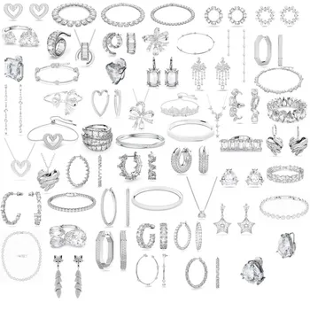 2023 Оригинальные ювелирные изделия серии Austrian White Crystal Свадебное ожерелье Серьги Браслеты Изысканный подарок для женщин