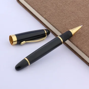 металлическая ручка подарочная черная офисная ручка-роллер с золотой отделкой