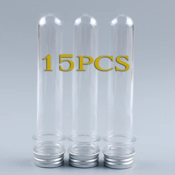 15шт ПЭТ 50 мл Прозрачная пластиковая пробирка для теста Контейнер для конфет Тюбик соли для ванны с алюминиевыми завинчивающимися крышками