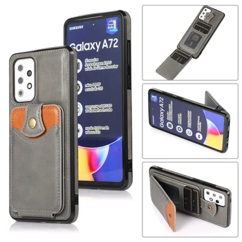 Держатель для карт Чехол Для телефона Samsung Galaxy S21 S20 FE Note 10 20 Ultra S10 Plus A12 A52 A72 A32 A02S A02 Кожаный Чехол-бумажник