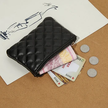 Короткое портмоне с бриллиантовой вышивкой, Ультратонкий женский кошелек из искусственной мягкой кожи, маленький кошелек на молнии, однотонная модная сумка для монет