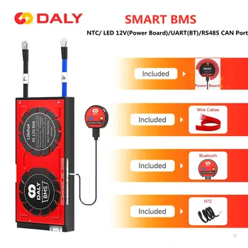 Daly Smart BMS 4S 12V 16S 48V 24V 36V 60V 72V 3S ~ 24S Литий-ионный LiFePO4 Bluetooth BMS Бесплатная Плата Питания SOC NTC Датчики С Портом CAN