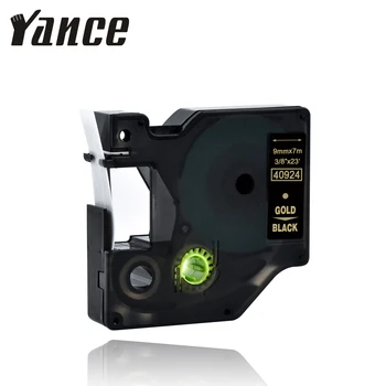 Yance 40924 9 мм золото на черной этикеточной ленте Совместимый принтер этикеток Dymo D1 лента для изготовления этикеток для принтера DYMO LM160 LM280 DYMO PNP