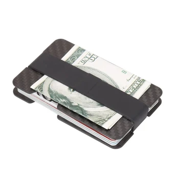 Сверхлегкий минималистичный зажим для бумажника из углеродного волокна с RFID-блокировкой, ID-держатель для кредитных карт, один тонкий передний карман для бумажника