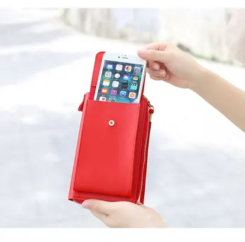 Женская сумка, Мягкий Кожаный кошелек, кошелек для мобильного телефона с сенсорным экраном, сумка через плечо, женская Дешевая Женская сумка-кошелек для карт