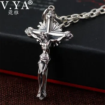 V.YA Ожерелье с крестом из стерлингового Серебра 925 пробы для мужчин И женщин Минималистичные ювелирные изделия Мужские И Женские Молитвенные Ожерелья и Чокеры