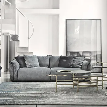 Двухместный диван из массива дерева, наполняющий модную импортную легкую роскошь и простой пуховый арт-диван для гостиной виллы