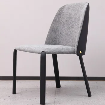 Хлопчатобумажный льняной кожаный художественный высококачественный ресторанный домашний стул со спинкой дизайнерский современный повседневный кожаный обеденный стул