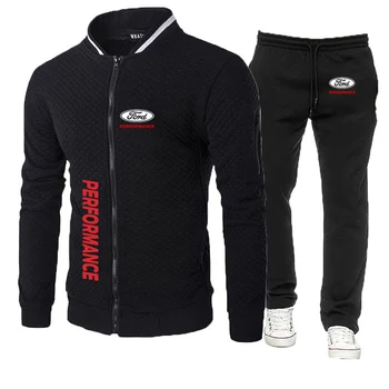 Весна-осень 2024, Мужская куртка на молнии с логотипом Ford Performance, кардиган, толстовка + Джоггеры, Спортивные штаны, Удобные комплекты для фитнеса