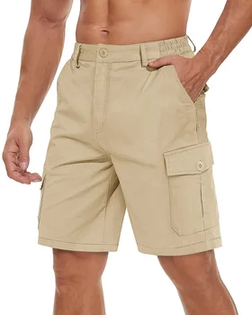 Летние дышащие хлопчатобумажные шорты-карго 2023, мужские Повседневные Рабочие шорты из саржи с несколькими карманами, Походные Тактические военные Короткие брюки