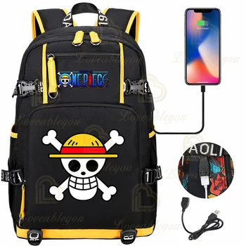 Цельный рюкзак Mihawk Sunny с USB ACE Luffy Zoro, красочные сумки для мальчиков и девочек, водонепроницаемые школьные сумки для школьников, водонепроницаемые школьные сумки для мужчин