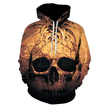 Новая винтажная Мужская толстовка с капюшоном Funny Horror pineapple head Skull Hoodie, Модные Уличные Топы в стиле Хип-хоп Harajuku, Негабаритная мужская Толстовка