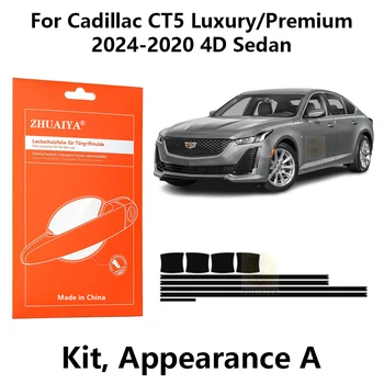 Защита Кромки Двери ZHUAIYA Дверная Ручка Чашка Защитная Пленка Для Краски TPU PPF Для Cadillac CT5 Luxury/Premium2024-2020 4D Седан
