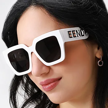 Роскошные Брендовые дизайнерские Женские солнцезащитные очки 2022, модные негабаритные Квадратные мужские солнцезащитные очки в стиле Ретро с выдолбленными буквами, очки UV400