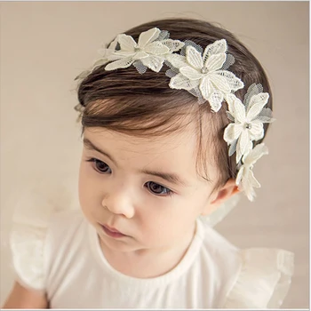 Детская Повязка На голову Принцессы С Кружевным цветком Для девочек, Аксессуары Для головных уборов От 0 до 3 лет