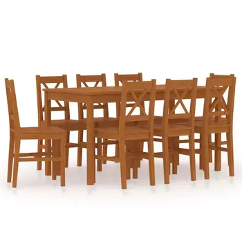 Обеденный стол из 9 предметов из массива дерева, набор из 8 предметов, сосновый деревянный стул и квадратный стол, Прочная Кухонная мебель в загородном стиле