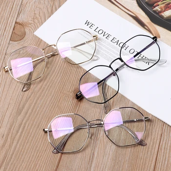 Винтажные очки с анти-синим светом, прозрачные очки в металлической оправе, классические круглые очки для ухода за зрением, женские очки с оптическими линзами, блокирующими синие лучи