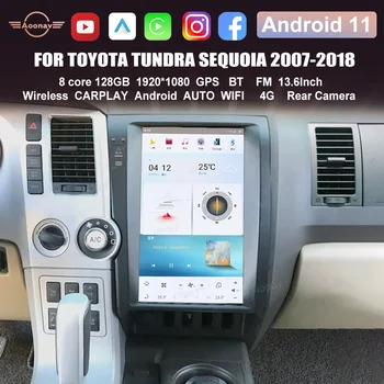 13,6-дюймовый Автомобильный радиоприемник Android 11 Стерео для TOYOTA Tundra Sequoia 2007-2018 Carplay GPS Навигация Мультимедийный плеер Tesla Screen