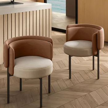 Кожаное современное кресло для гостиной Дизайн макияжа для гостиной Роскошные обеденные стулья Салон Кухни Интерьер патио Мебель для дома