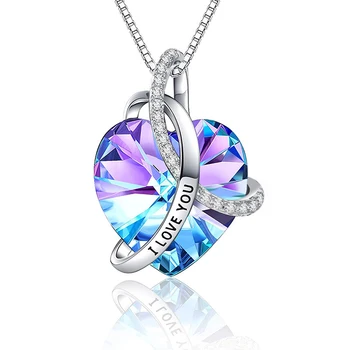 Модное Фиолетовое Ожерелье С Сердцем из Австрийского Хрусталя 