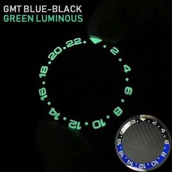 Керамические вставки безеля серии GMT II 38 мм * 30,6 мм Mod Сине-Черное Внешнее кольцо C3 Зеленые / Синие Светящиеся Модифицированные Детали корпуса