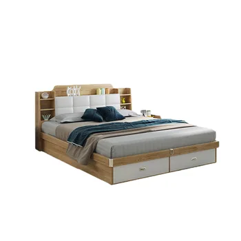 Современная минималистская мебель кровать небольшая квартира 1,5 / 1,8 метра двуспальная кровать с мягкой спинкой