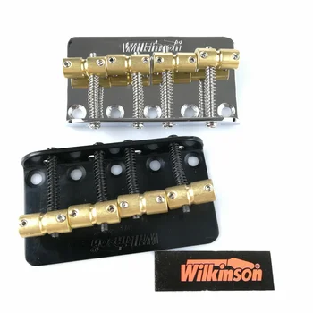 Wilkinson WBBC, Четырехструнный Электрический басовый бридж с латунными седлами для точного джазового баса, хром, серебристый, черный