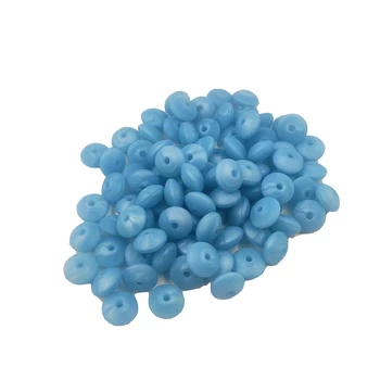 Жемчужно-синие силиконовые счеты Жемчужные 12 мм Силиконовые плоские бусины-распорки для цепочки-пустышки DIY Ожерелье для кормящих мам Брелок для ключей