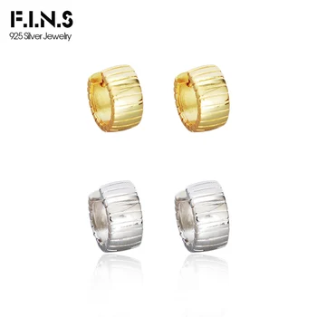 F.I.N.S Минималистичная полоса, Серебро 925 Пробы, Золотые Маленькие серьги-кольца, простой геометрический круглый круг, пряжка для пирсинга ушей, Драгоценности