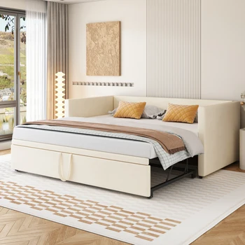 Мягкая кровать Раскладной диван-кровать 90/180*200 см с решетчатыми рамами, многофункциональная кровать из приятной для кожи бархатной ткани