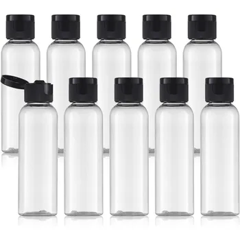10ШТ 50 МЛ Портативных пластиковых бутылок с откидной крышкой для отжима, пустых бутылок, предметов первой необходимости для путешествий, косметических контейнеров для макияжа, шампуня и кондиционера