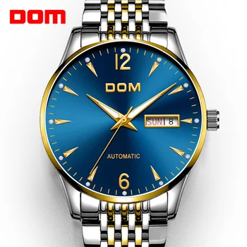 Механические часы DOM, лучший бренд класса Люкс, мужские часы с автоматической датой, Стальной ремень, Повседневные Модные Водонепроницаемые деловые часы, мужские M-89G