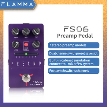 Педаль предусилителя FLAMMA FS06 Педаль цифровых гитарных эффектов с 7 моделями предусилителей, слот для сохранения настроек, имитация встроенного шкафа