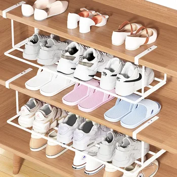 Стеллажи для хранения обуви, многослойная пластиковая стойка для обуви, нержавеющая сталь, Многофункциональная вешалка для обуви, шкаф для обуви