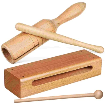 2 Комплекта Деревянного Блока и Ручного Трубчатого Ударного Инструмента с Молотками Учебный Инструмент